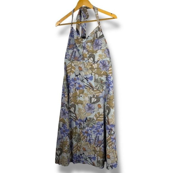 CUPSHE Print Halter Backless Mid Calf Beach Dress, Lavender Floral, Size Medium - Picture 3 of 15